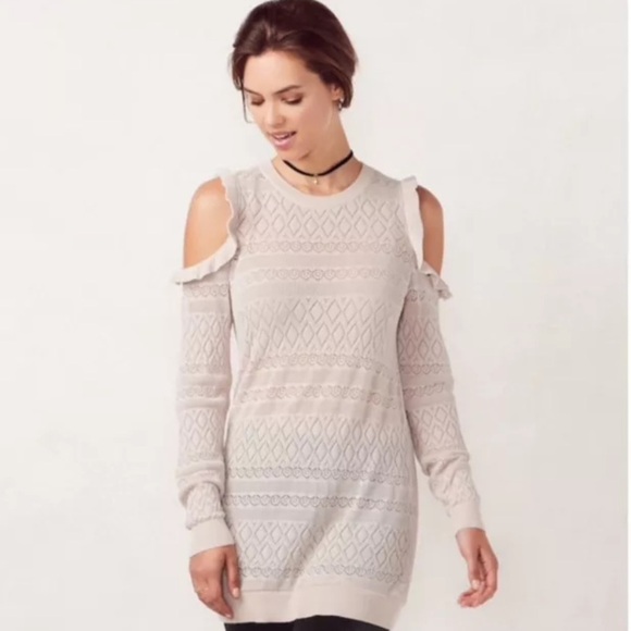 LC Lauren Conrad Cream Off-the-Shoulder Sweater Size XL - Picture 1 of 12